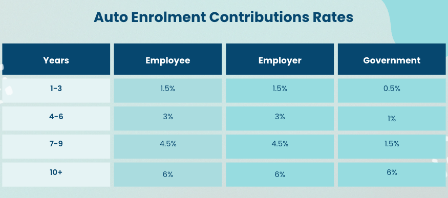 auto enrolment contribution rates